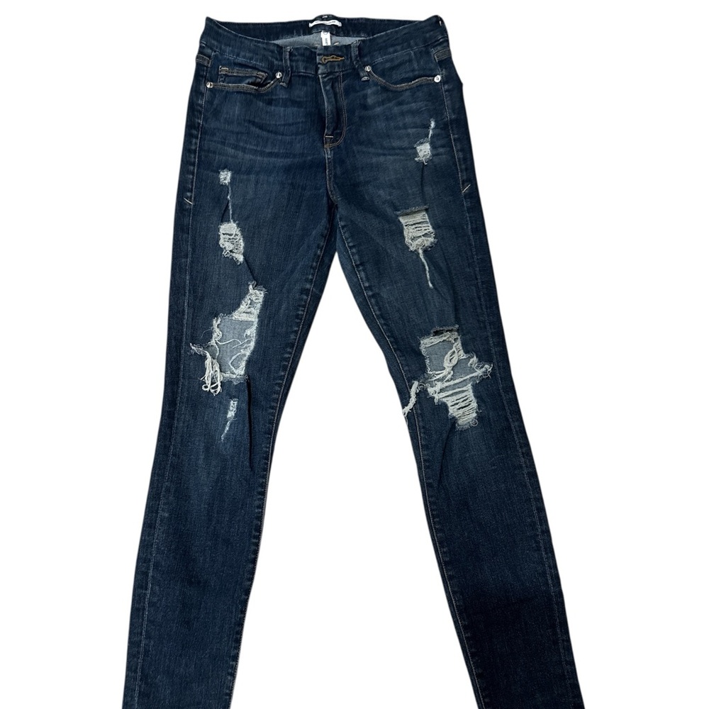 Good American Dark Blue Distressed Skinny Jeans size 4